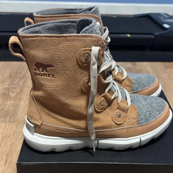 Sorel Brown and Gray Lace-Up Boots - Picture 1 of 8